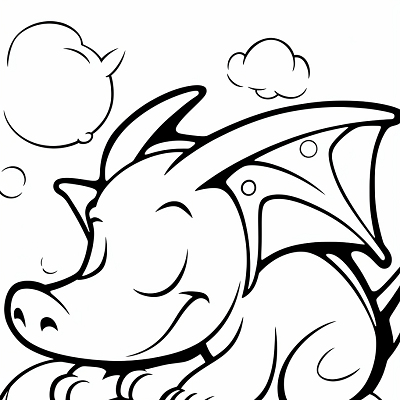 Image For Post Cartoon Dragon Sleepy Dragon - Printable Coloring Page