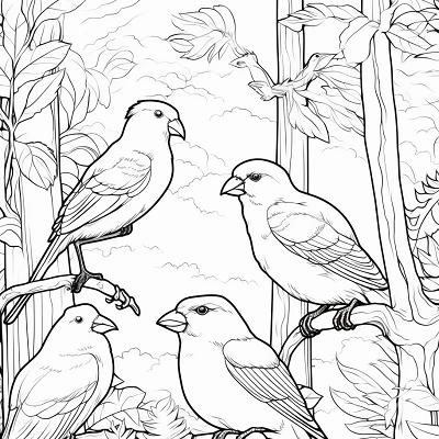 Image For Post Birds Nested in Woods - Printable Coloring Page