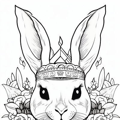 Image For Post Bunny in Flower Crown Detailed Art - Printable Coloring Page