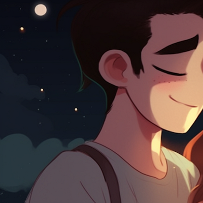 Image For Post Gazing in Moonlight - stunning matching pfp for couples cartoon left side