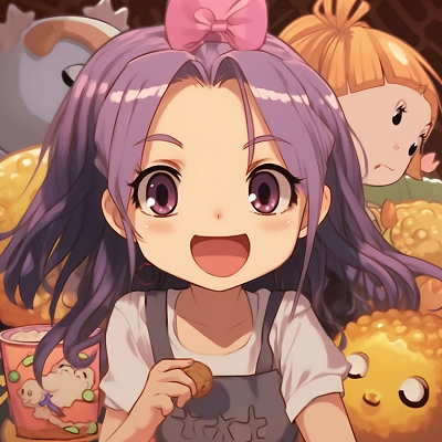 Image For Post | Anime girl eating snacks, brightly colored food items and satisfied expression. anime meme pfp with girl characters pfp for discord. - [Anime Meme PFP](https://hero.page/pfp/anime-meme-pfp)