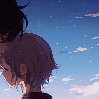 Image For Post | Two characters gazing at a starry sky, surreal sky hues and shimmering lights. aesthetically pleasing match pfp pfp for discord. - [match pfp, aesthetic matching pfp ideas](https://hero.page/pfp/match-pfp-aesthetic-matching-pfp-ideas)