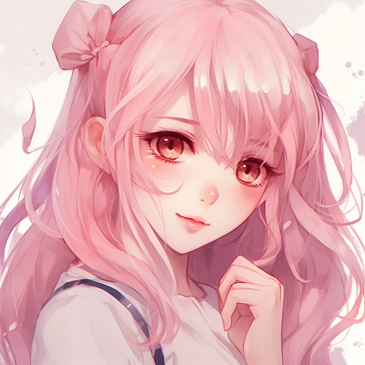 Image For Post | A solemn anime girl with a pink hint, notable for her lucid eyes and soft lines. gorgeous pink anime girl pfp illustrations pfp for discord. - [Pink Anime Girl PFP Gallery](https://hero.page/pfp/pink-anime-girl-pfp-gallery)