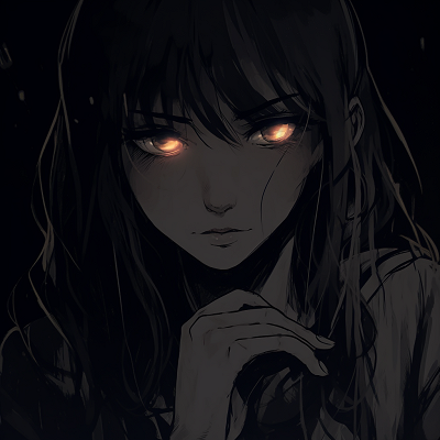 Image For Post | A low-light depiction of a maiden with shining eyes, the overall opacity reflecting the vibe of dark aesthetics. illustrated dark aesthetic pfp pfp for discord. - [Dark Aesthetic PFP Collection](https://hero.page/pfp/dark-aesthetic-pfp-collection)