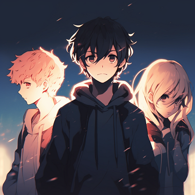 Image For Post | Backlit image of an anime boy trio, emphasizing their distinct silhouettes and high-contrast lighting. anime pfp boy trio pfp for discord. - [Anime Trio PFP](https://hero.page/pfp/anime-trio-pfp)