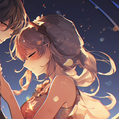 Image For Post | Two characters under the cherry blossoms, muted colors and intense gaze isolation classic matching pfp couples pfp for discord. - [matching pfp couples, aesthetic matching pfp ideas](https://hero.page/pfp/matching-pfp-couples-aesthetic-matching-pfp-ideas)