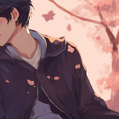Image For Post | Two characters under blooming cherry blossom tree, featuring pastel tones and delicate lines. anime couples matching pfp for lovebirds pfp for discord. - [anime couples matching pfp, aesthetic matching pfp ideas](https://hero.page/pfp/anime-couples-matching-pfp-aesthetic-matching-pfp-ideas)