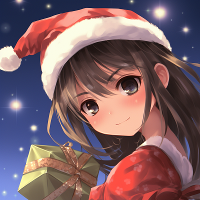 Image For Post | A portrait of an Anime Santa girl, characterized by her jovial expression, Santa hat, and a detailed outfit accented by Christmas colors. anime girl christmas pfp - [christmas pfp anime](https://hero.page/pfp/christmas-pfp-anime)