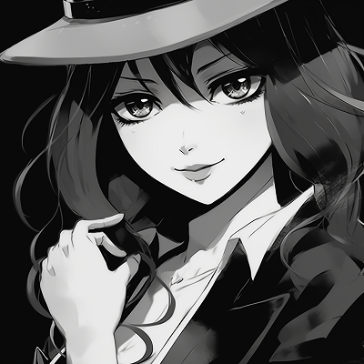 Image For Post | A male school boy anime character, intricate detailing in white against a black backdrop. retro anime black and white pfp - [anime black and white pfp collection](https://hero.page/pfp/anime-black-and-white-pfp-collection)