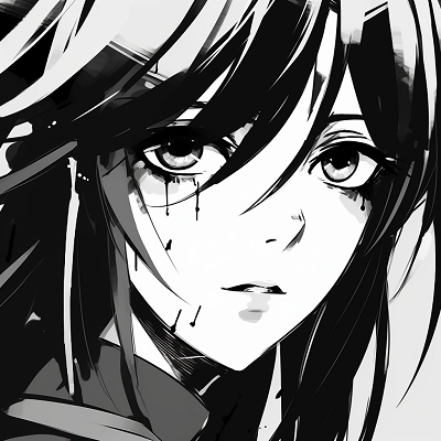Image For Post | Close-up detail of an anime character, highlighting expressive eyes and bold linework. unique anime black and white pfp - [anime black and white pfp collection](https://hero.page/pfp/anime-black-and-white-pfp-collection)