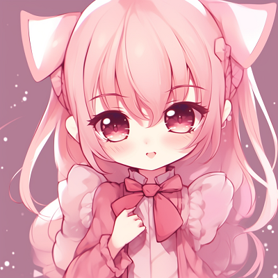 Image For Post | Anime girl draped in hues of pink and red, delineating her flame colored hair and shining eyes. cute pink anime pfps for girls - [Pink Anime PFP](https://hero.page/pfp/pink-anime-pfp)