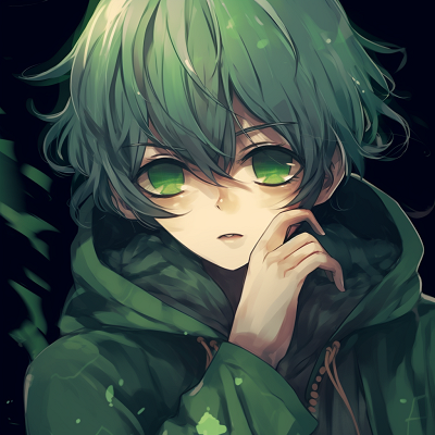 Image For Post | Anime boy surrounded by green aura, dynamic composition and luminous shades. emerald green anime pfp boy - [Green Anime PFP Universe](https://hero.page/pfp/green-anime-pfp-universe)