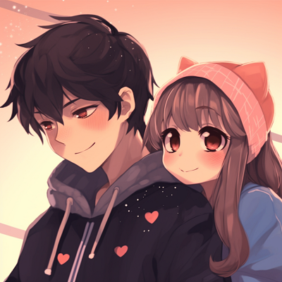 Image For Post | Close-up of the anime couple, detailed line work and pastel colors. unforgettable looking: cute matching anime pfp for engaged couples - [Boosted Selection of Matching Anime PFP for Couples](https://hero.page/pfp/boosted-selection-of-matching-anime-pfp-for-couples)