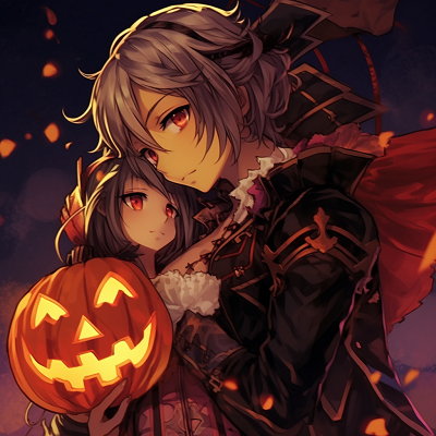 Image For Post | An endearing depiction of an anime couple dressed for Halloween, featuring soft lines and a pastel color palette. halloween anime couple pfp - [Halloween Anime PFP Collection](https://hero.page/pfp/halloween-anime-pfp-collection)