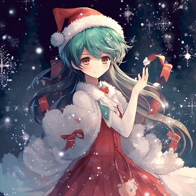 Image For Post | Miku surrounded by snowflakes, mirroring the Christmas theme, vibrant colors. christmas anime pfp - [anime christmas pfp optimized space](https://hero.page/pfp/anime-christmas-pfp-optimized-space)
