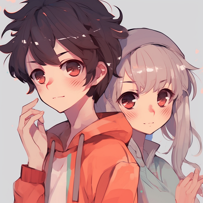 Image For Post | An anime boy and girl in matching outfits, drawn with clean lines and bright colors. matching pfp anime boy and girl - [Matching PFP Anime Gallery](https://hero.page/pfp/matching-pfp-anime-gallery)