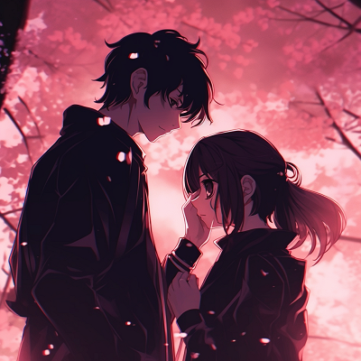 Image For Post | Anime couple sharing a moment amidst the cherry blossoms, accentuated details and vibrant color palette. romantic matching pfp anime - [Matching PFP Anime Gallery](https://hero.page/pfp/matching-pfp-anime-gallery)
