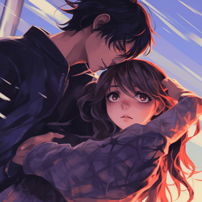 Image For Post | Intense stare between anime couple, emphasizing unique anime eye styles and deep, expressive colors. adventurous anime matching pfp couple - [Anime Matching Pfp Couple](https://hero.page/pfp/anime-matching-pfp-couple)