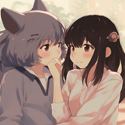 Image For Post | Smiling Totoro and Satsuki, cheerful colors and rounded shapes. aesthetically pleasing anime pfp matching - [anime pfp matching concepts](https://hero.page/pfp/anime-pfp-matching-concepts)