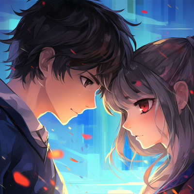 Image For Post | Anime couple staring into each other's eyes, detailed facial expressions and vibrant colors. artistic couple anime pfp - [Couple Anime PFP Themes](https://hero.page/pfp/couple-anime-pfp-themes)