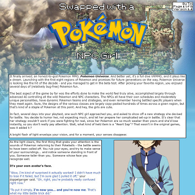 Image For Post Swapped With a Pokemon NPC Girl CYOA (v1.1) (by Tim)