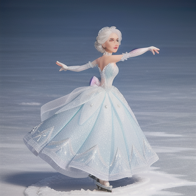 Image For Post Anime Art, Graceful ice enchantress, silvery-white hair in elegant curls, on a frozen and glittering lake