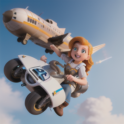 Image For Post Anime Art, Daring sky racer, golden hair streaming behind her, piloting a high-speed airship through treacherous terrai
