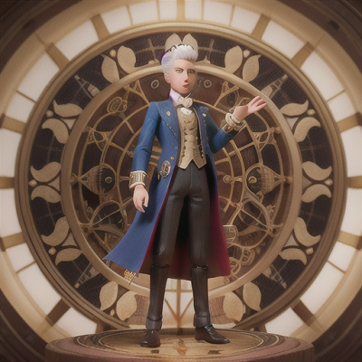 Image For Post Anime Art, Daring time traveler, white hair with timepiece symbols, standing at the edge of a colossal clock tower
