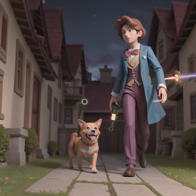 Image For Post Anime, dog, laser gun, doctor, haunted mansion, village, HD, 4K, AI Generated Art
