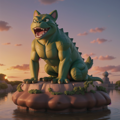 Image For Post Anime, cat, sunset, ogre, alligator, statue, HD, 4K, AI Generated Art
