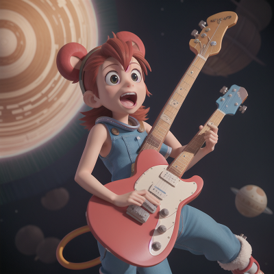 Image For Post Anime, monkey, space station, failure, tsunami, electric guitar, HD, 4K, AI Generated Art