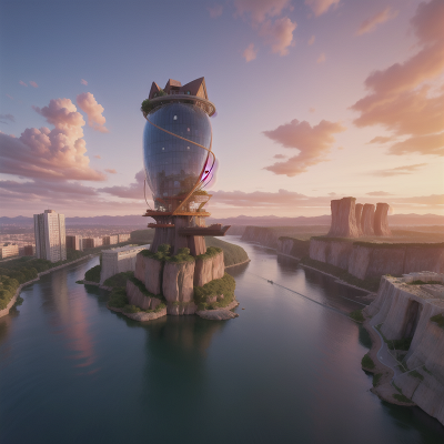 Image For Post Anime, sunrise, magic portal, river, skyscraper, teacher, HD, 4K, AI Generated Art
