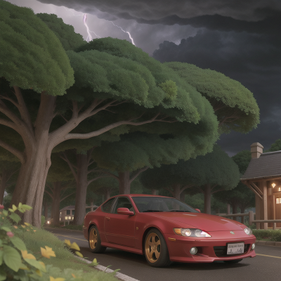 Image For Post Anime, hat, city, car, forest, storm, HD, 4K, AI Generated Art
