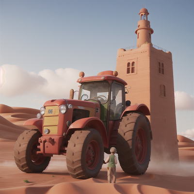 Image For Post Anime, desert, tractor, fog, tower, turtle, HD, 4K, AI Generated Art