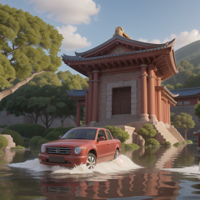 Image For Post Anime, car, fighting, piano, flood, temple, HD, 4K, AI Generated Art