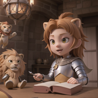 Image For Post Anime, book, knight, fairy, airplane, lion, HD, 4K, AI Generated Art