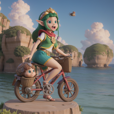 Image For Post Anime, bicycle, island, sphinx, turtle, elf, HD, 4K, AI Generated Art
