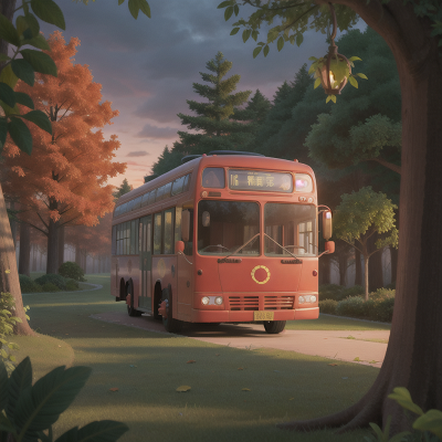 Image For Post Anime, sunrise, bus, enchanted forest, romance, piano, HD, 4K, AI Generated Art