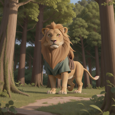 Image For Post Anime, forest, book, cathedral, lion, king, HD, 4K, AI Generated Art