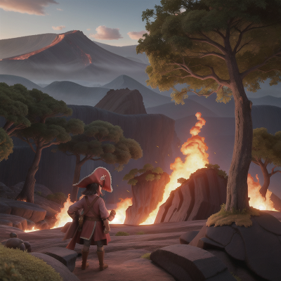 Image For Post Anime, lava, drought, forest, mountains, pirate, HD, 4K, AI Generated Art