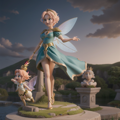 Image For Post Anime, fairy, wind, statue, queen, storm, HD, 4K, AI Generated Art