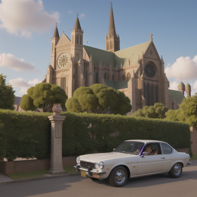 Image For Post Anime, cat, king, car, cathedral, surprise, HD, 4K, AI Generated Art