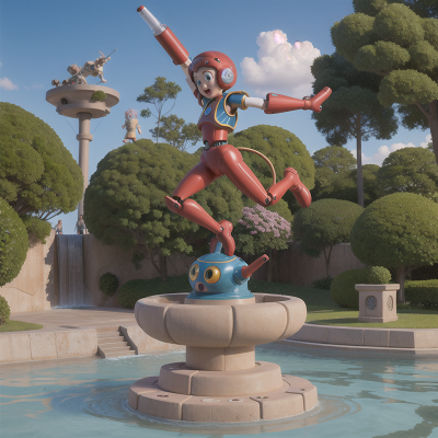 Image For Post Anime, jumping, fountain, robot, submarine, island, HD, 4K, AI Generated Art