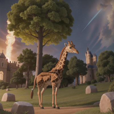 Image For Post Anime, wind, giraffe, forest, castle, meteor shower, HD, 4K, AI Generated Art