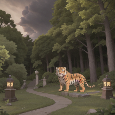 Image For Post Anime, success, sabertooth tiger, haunted mansion, tornado, forest, HD, 4K, AI Generated Art