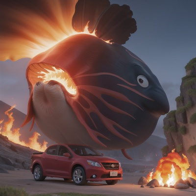 Image For Post Anime, fire, whale, map, car, volcano, HD, 4K, AI Generated Art