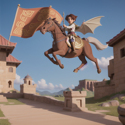 Image For Post Anime, knights, chimera, flying, flying carpet, ancient scroll, HD, 4K, AI Generated Art