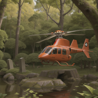 Image For Post Anime, forest, helicopter, haunted graveyard, tiger, swamp, HD, 4K, AI Generated Art