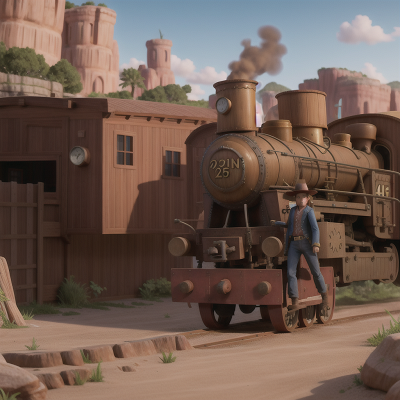 Image For Post Anime, wild west town, time machine, train, griffin, holodeck, HD, 4K, AI Generated Art