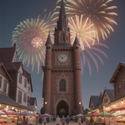 Image For Post Anime, market, fireworks, tower, wizard, goblin, HD, 4K, AI Generated Art